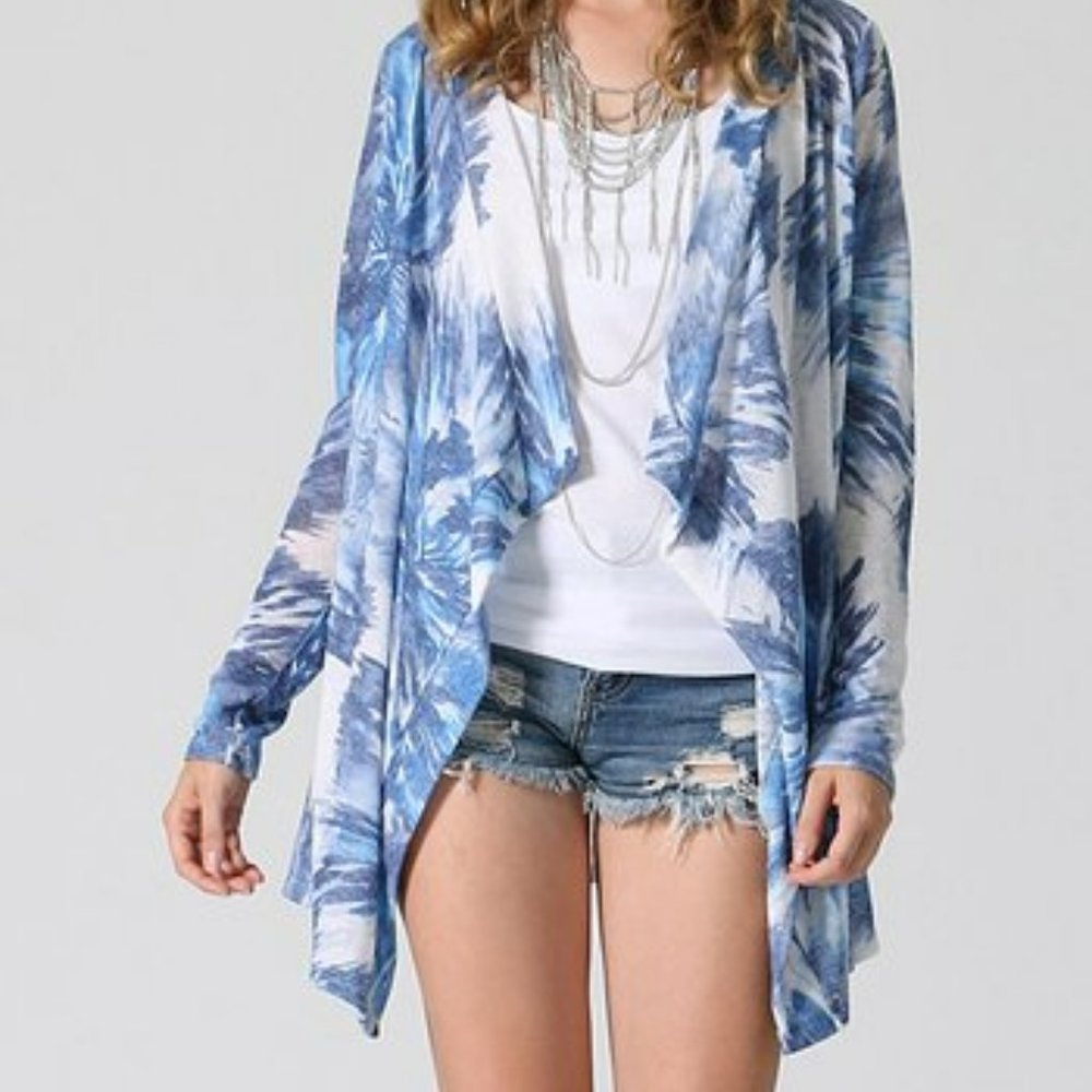 Blue Tropical Open Cardigan- NWT